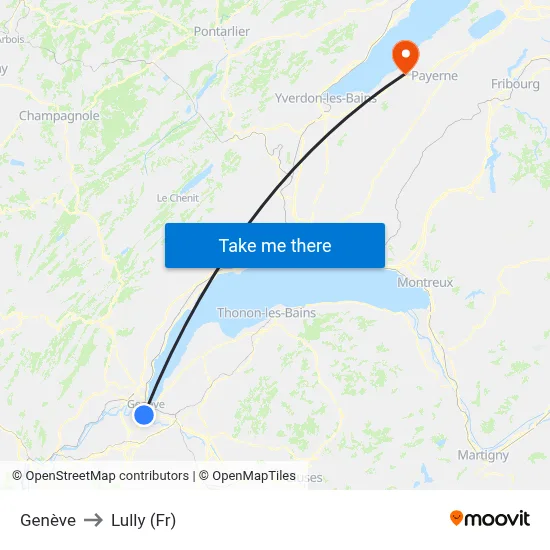 Genève to Lully (Fr) map