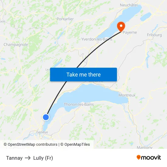 Tannay to Lully (Fr) map