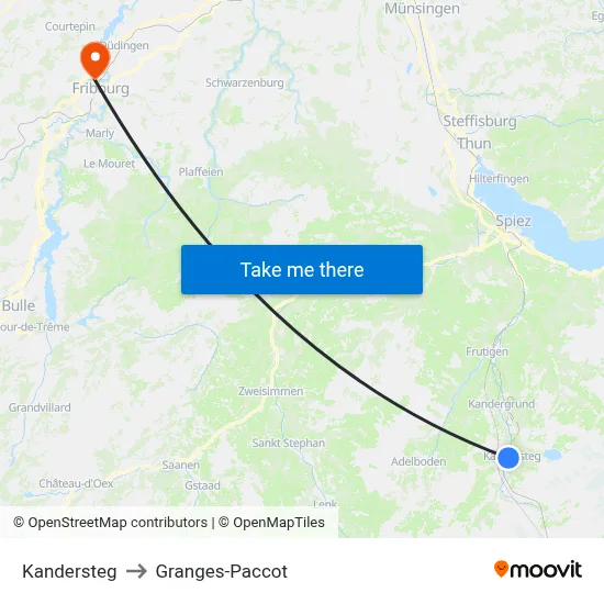 Kandersteg to Granges-Paccot map