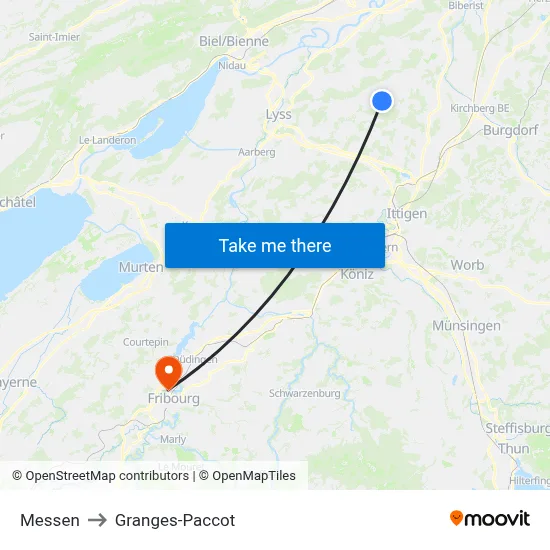 Messen to Granges-Paccot map