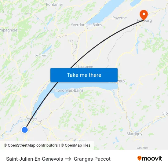 Saint-Julien-En-Genevois to Granges-Paccot map