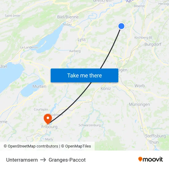 Unterramsern to Granges-Paccot map