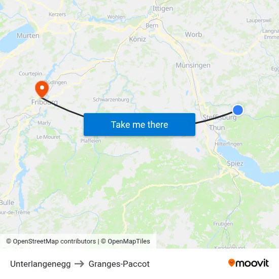 Unterlangenegg to Granges-Paccot map