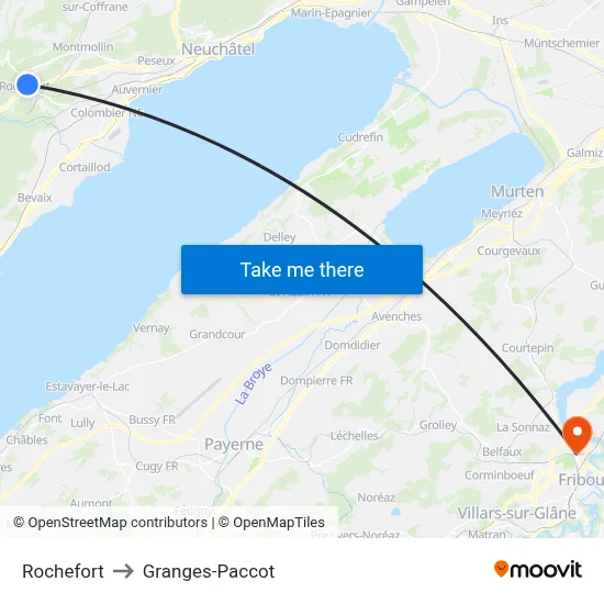 Rochefort to Granges-Paccot map