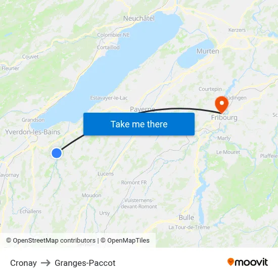 Cronay to Granges-Paccot map