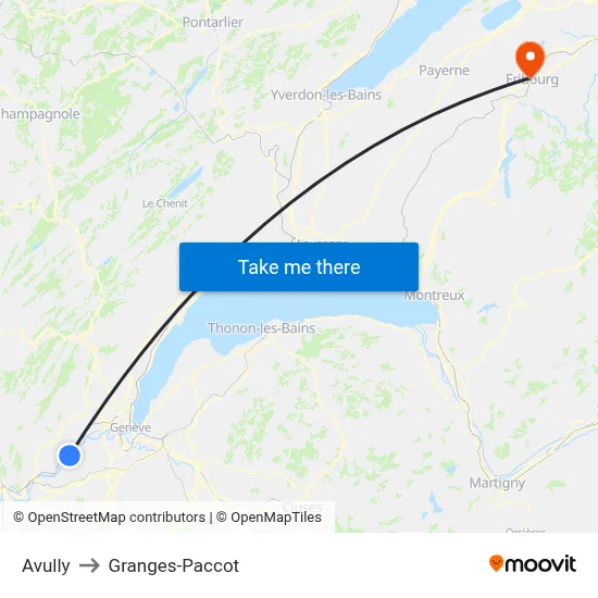 Avully to Granges-Paccot map