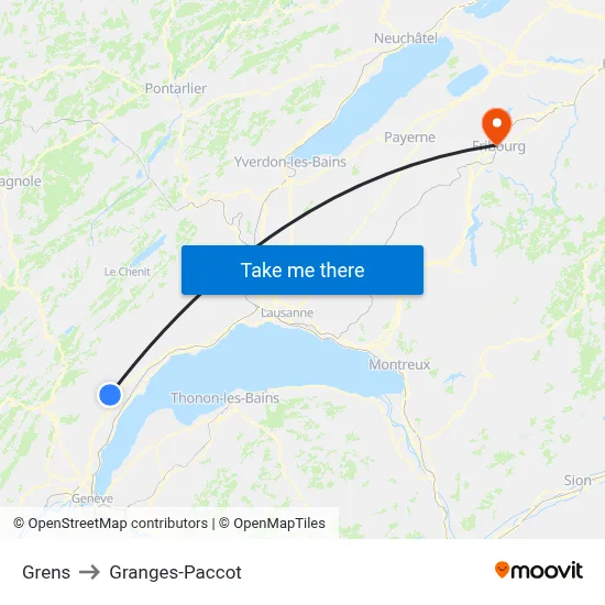 Grens to Granges-Paccot map