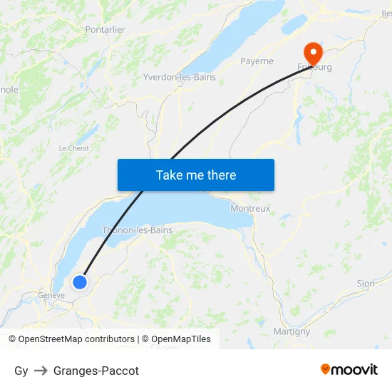 Gy to Granges-Paccot map