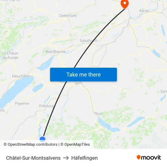 Châtel-Sur-Montsalvens to Häfelfingen map