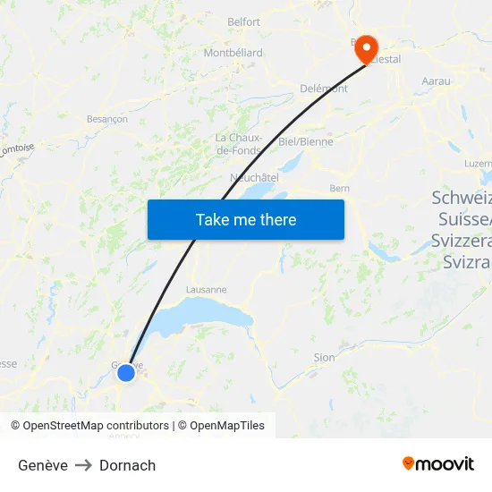 Genève to Dornach map