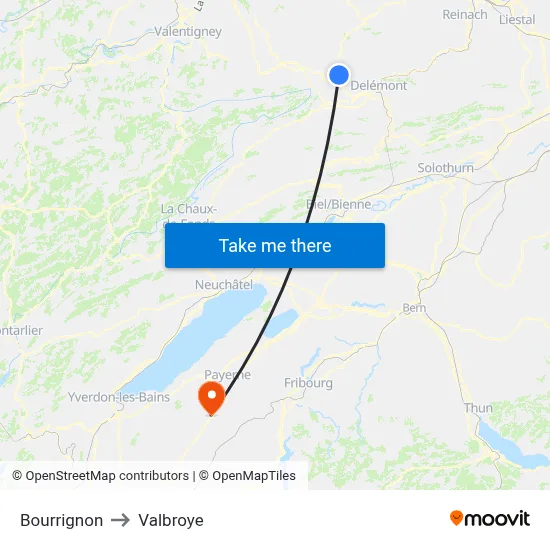 Bourrignon to Valbroye map
