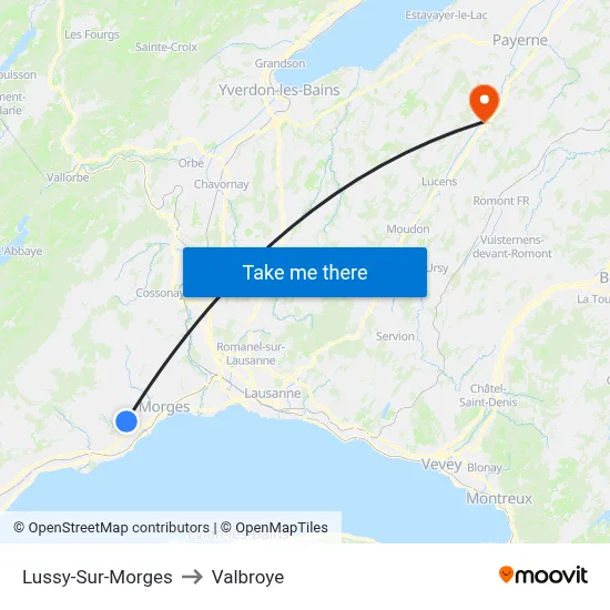 Lussy-Sur-Morges to Valbroye map