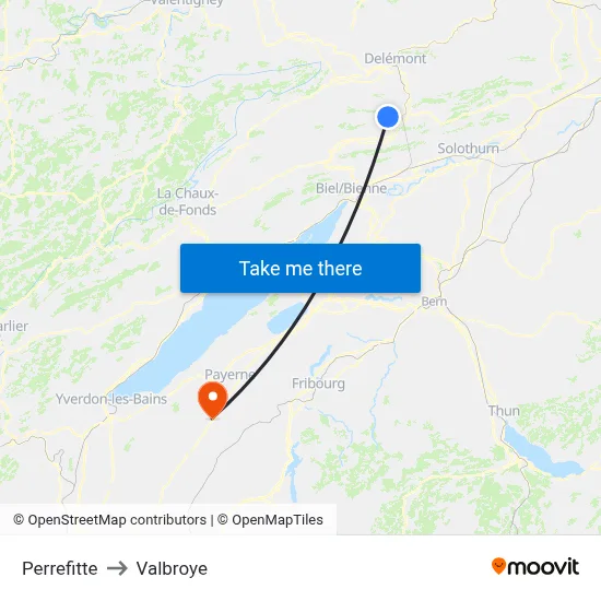 Perrefitte to Valbroye map