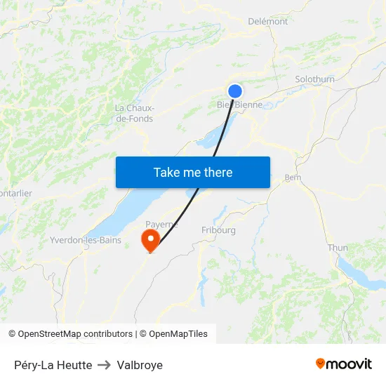 Péry-La Heutte to Valbroye map