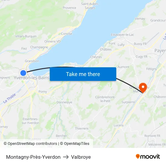 Montagny-Près-Yverdon to Valbroye map