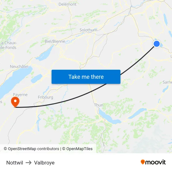 Nottwil to Valbroye map