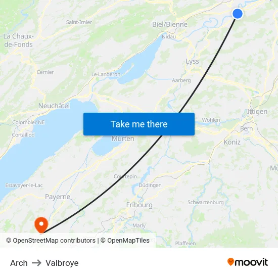 Arch to Valbroye map