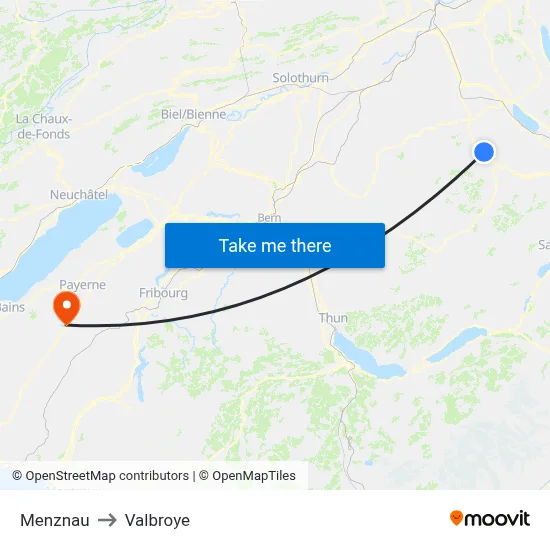 Menznau to Valbroye map