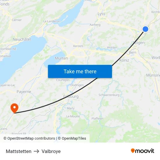 Mattstetten to Valbroye map