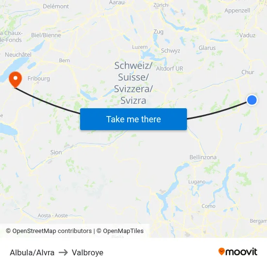 Albula/Alvra to Valbroye map