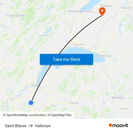 Saint-Blaise to Valbroye map