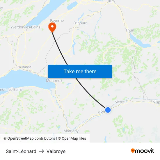Saint-Léonard to Valbroye map