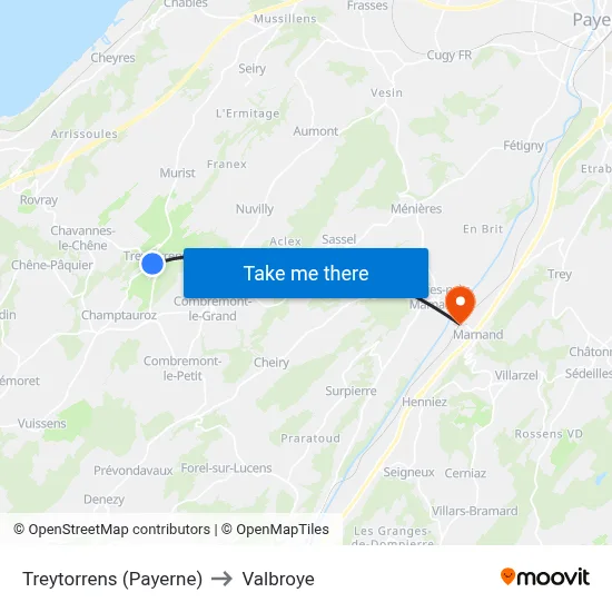 Treytorrens (Payerne) to Valbroye map