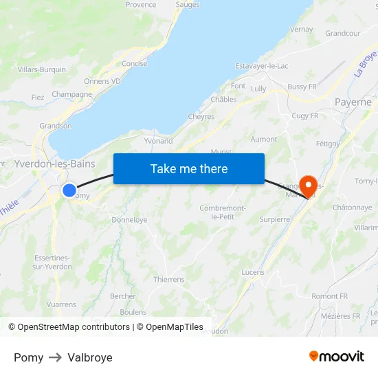 Pomy to Valbroye map