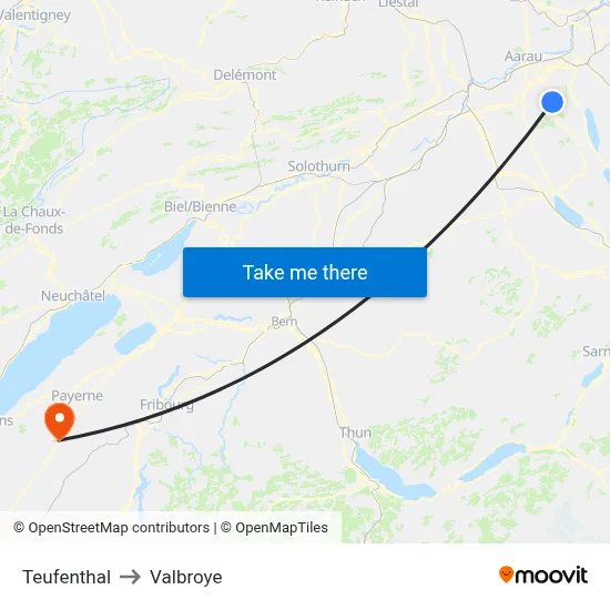 Teufenthal to Valbroye map