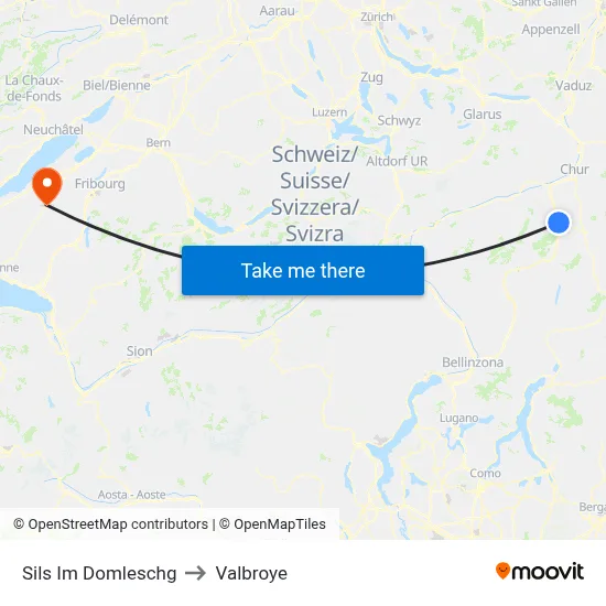 Sils Im Domleschg to Valbroye map