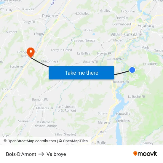 Bois-D’Amont to Valbroye map