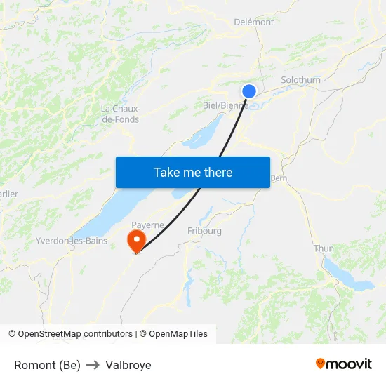 Romont (Be) to Valbroye map
