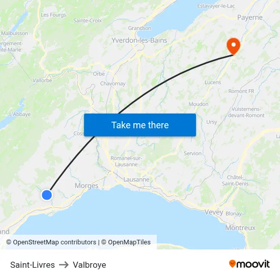 Saint-Livres to Valbroye map