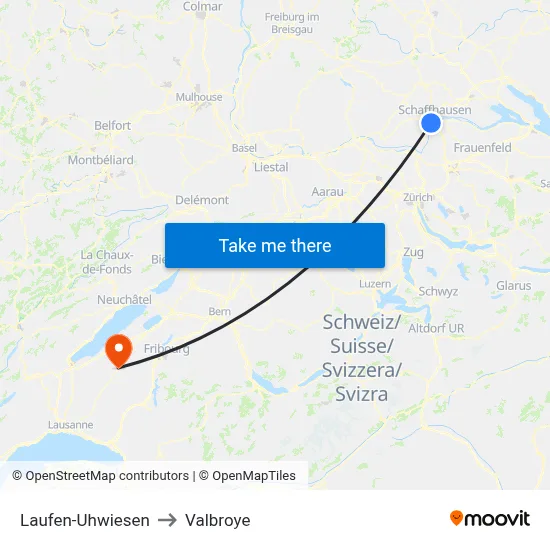 Laufen-Uhwiesen to Valbroye map