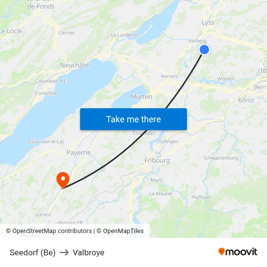 Seedorf (Be) to Valbroye map