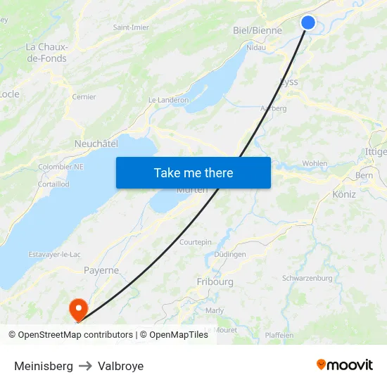 Meinisberg to Valbroye map