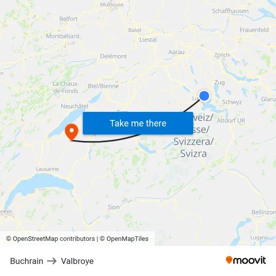 Buchrain to Valbroye map