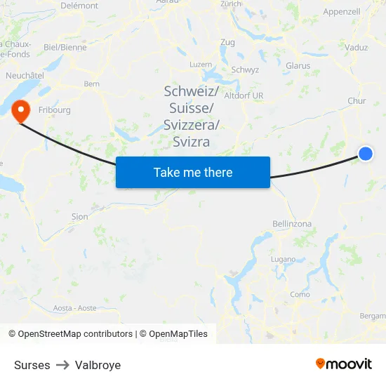 Surses to Valbroye map