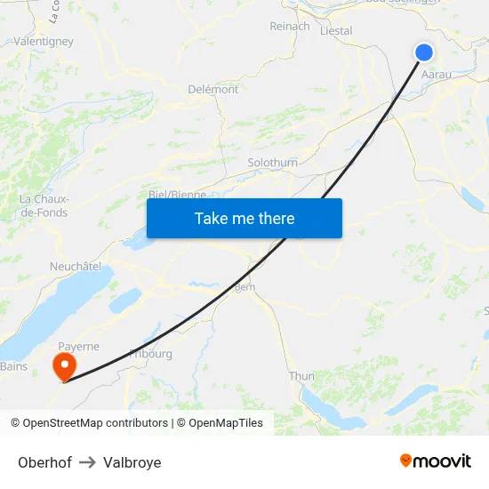 Oberhof to Valbroye map