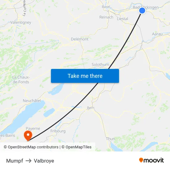 Mumpf to Valbroye map