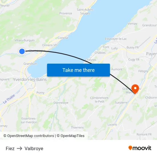 Fiez to Valbroye map