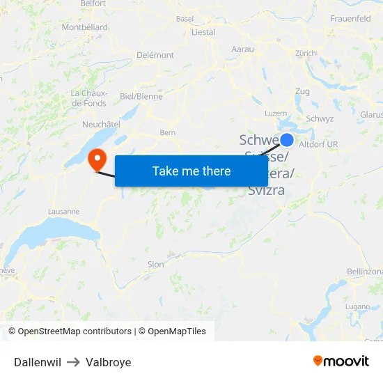 Dallenwil to Valbroye map
