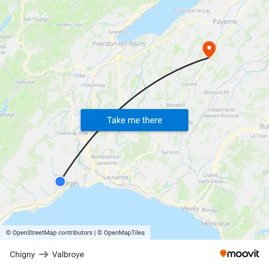 Chigny to Valbroye map
