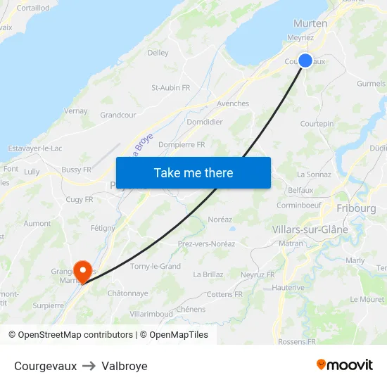 Courgevaux to Valbroye map