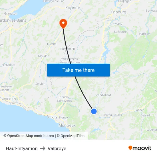 Haut-Intyamon to Valbroye map