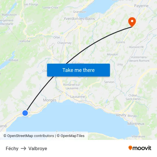 Féchy to Valbroye map