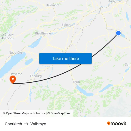 Oberkirch to Valbroye map