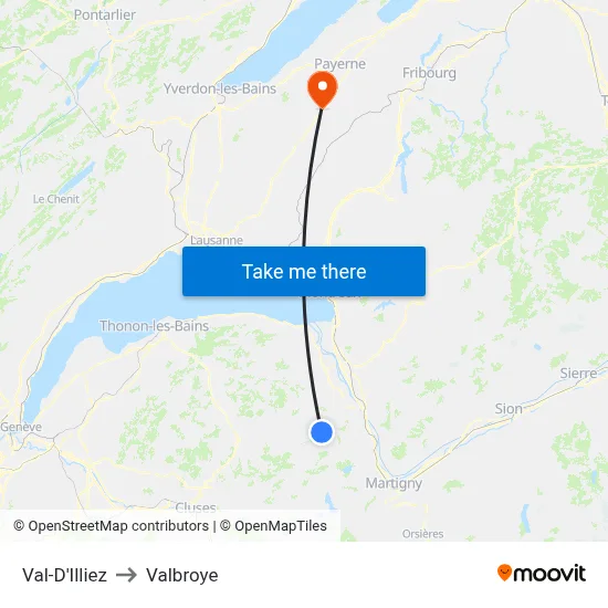 Val-D'Illiez to Valbroye map