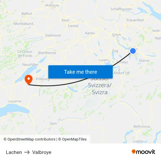 Lachen to Valbroye map