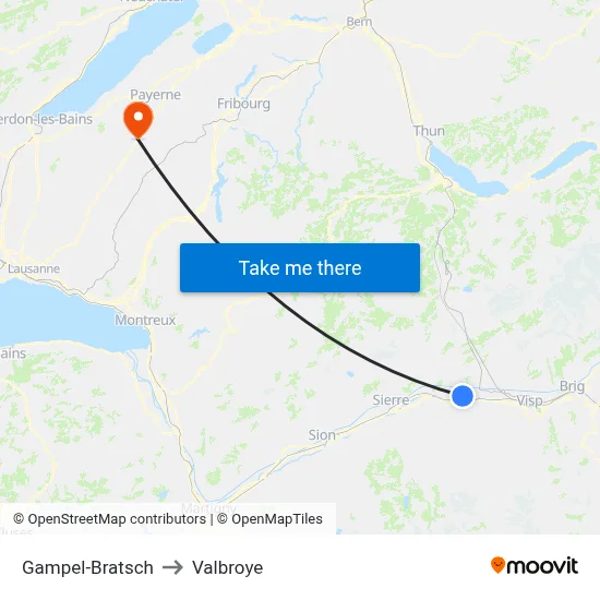 Gampel-Bratsch to Valbroye map